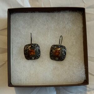 Silpada Silver Earrings with Amber Accent